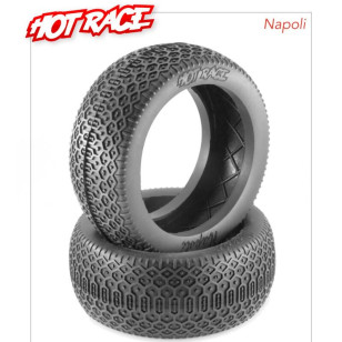 PAIR OF BUGGY TYRES NAPOLI SUPERSOFT PREGLUED ON WHITE RIMS #001-0813